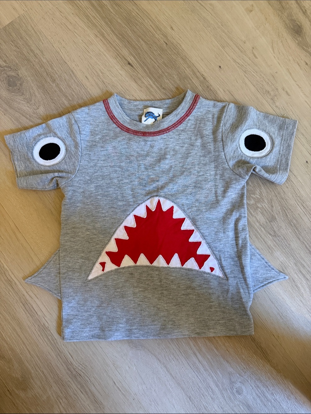 GNU by Lemon Loves Lime Grey boys designer Tee with Red Shark Mouth